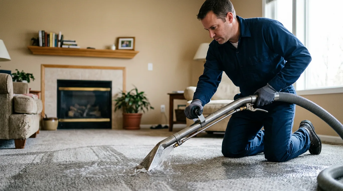Water damage restoration technician working near Medina, ND